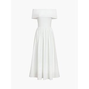 Commense Frenchy Solid Off-Shoulder White Maxi‎ Dress Evening Gown Formal Wear S